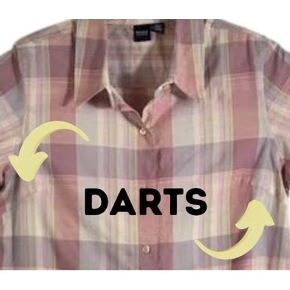 Pink Plaid Button‎ Up Shirt 100% Cotton Cottagecore Casual 1X Soft Girl Preppy - Picture 5 of 9